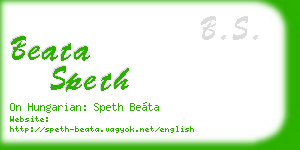 beata speth business card
